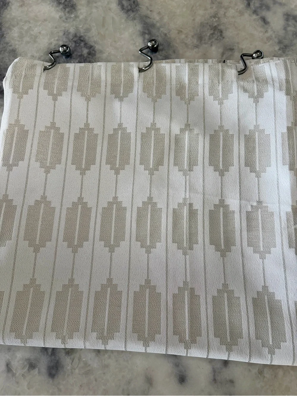 Neutral White and Tan/silver Beige Patterned Shower Curtain - Bath- nice quality